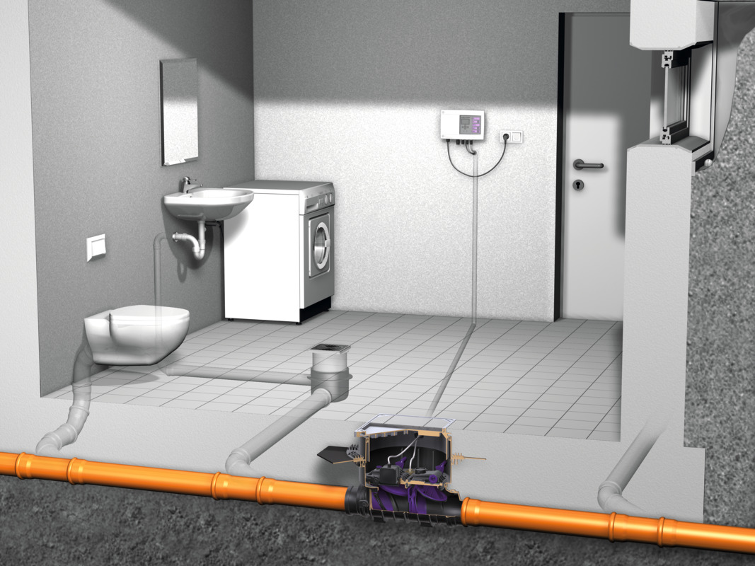 Inbouwvoorbeeld van de terugstuwautomaat Staufix FKA voor vloerinbouw