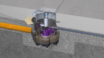 Installation diagram for lifting station Aqualift F Compact, underground