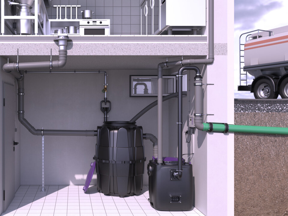 Schema di installazione del separatore di grassi EasyClean Modular Standard